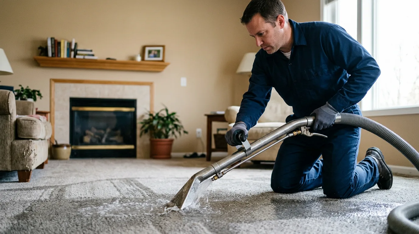 Water damage restoration technician working near Halstead, KS